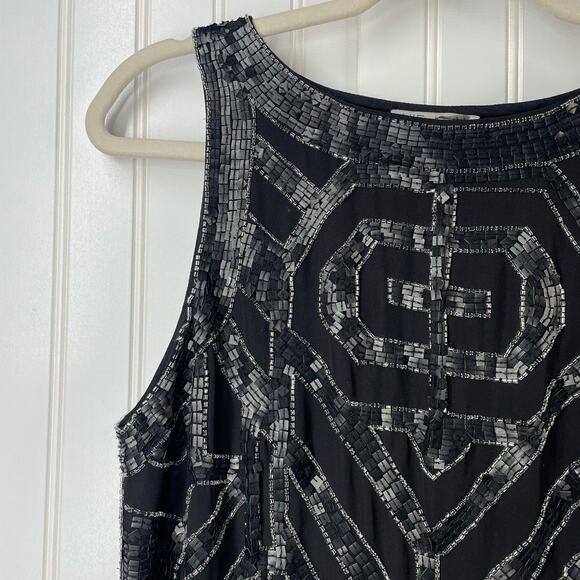 VIE LA V Women’s Size 6 Black Beaded Shift Cocktail Dress LBD Evening Party - Picture 5 of 6